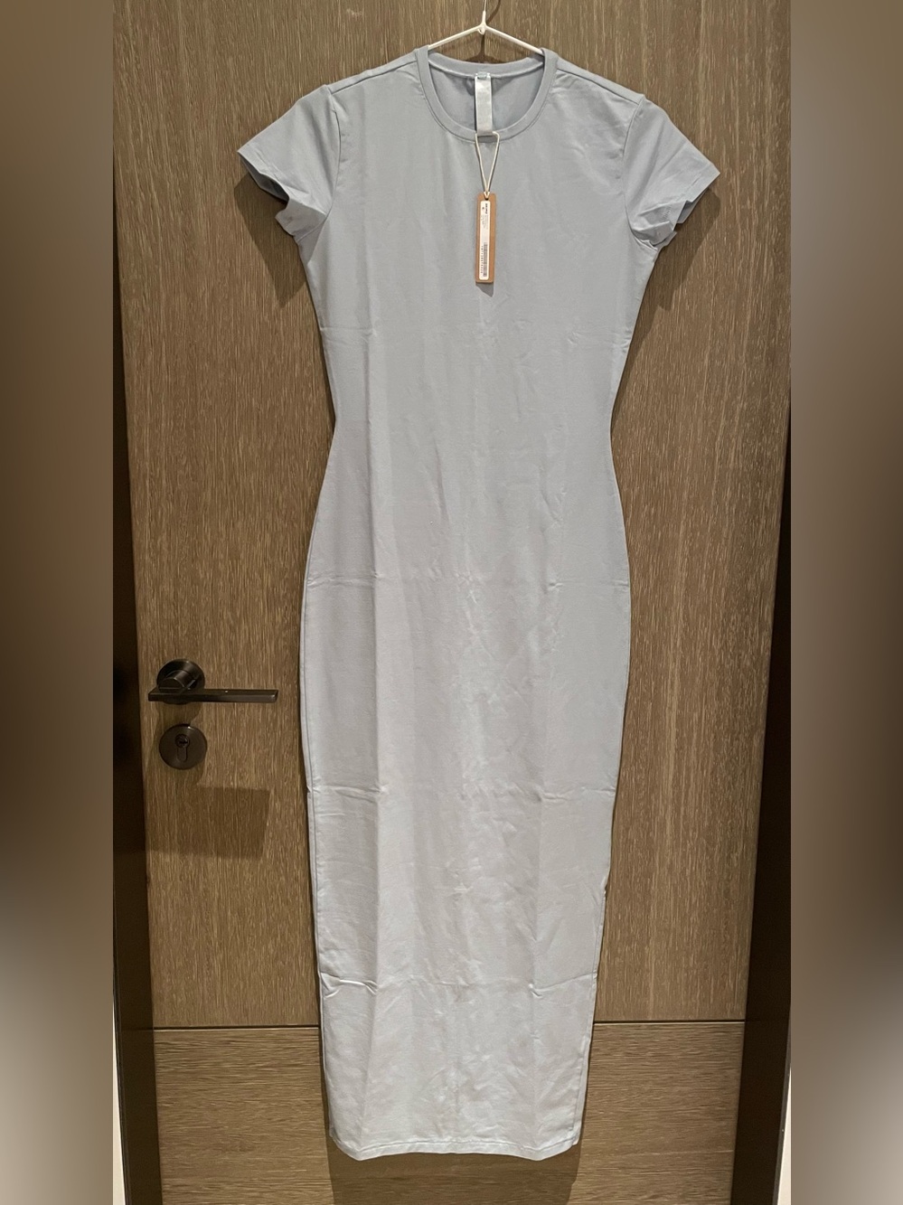 SKIMS Light Blue Short-Sleeve Midi Crewneck Dress Size M